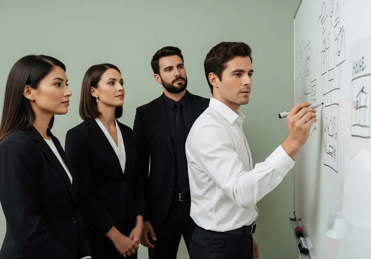 Empreendedores reunidos para discutir soluções empresariais